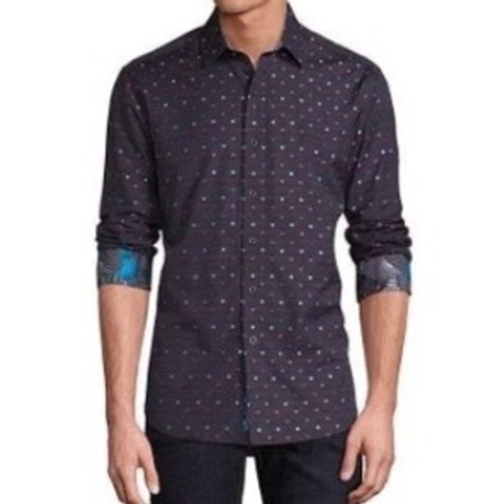 Robert Graham Orion Arm Space Dye Woven Shirt Long Sleeve Flip cuff size 2XL